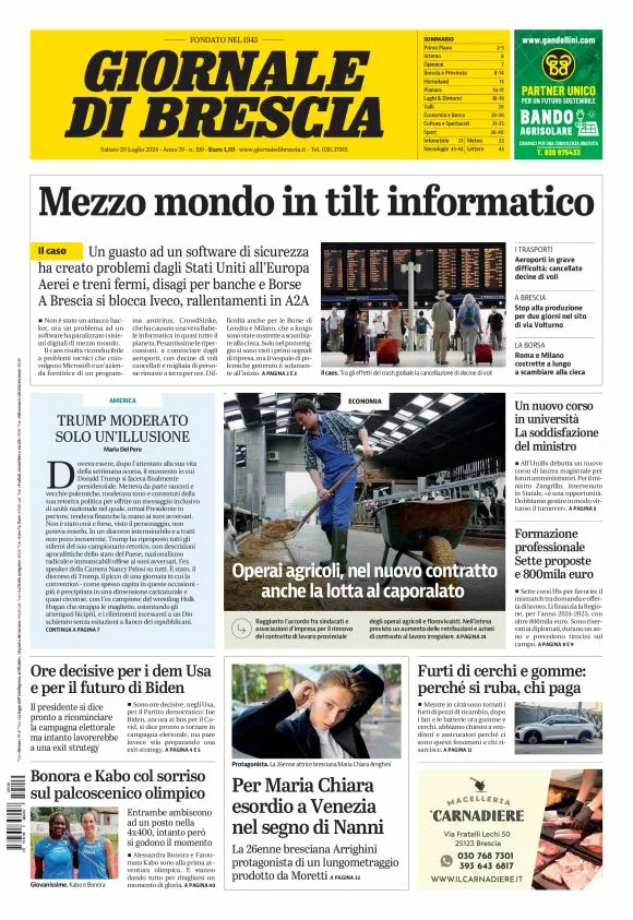 Prima-pagina-giornale di brescia-oggi-edizione-del-2024-07-20